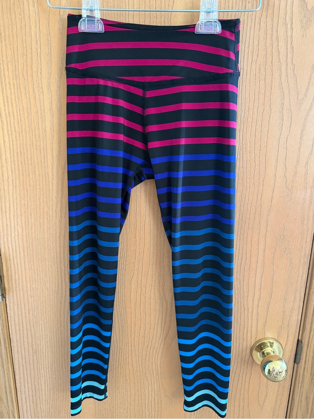 Beyond Yoga Lux High Waist Legging Pink Purple Blue Striped Jolie Women Size XS
